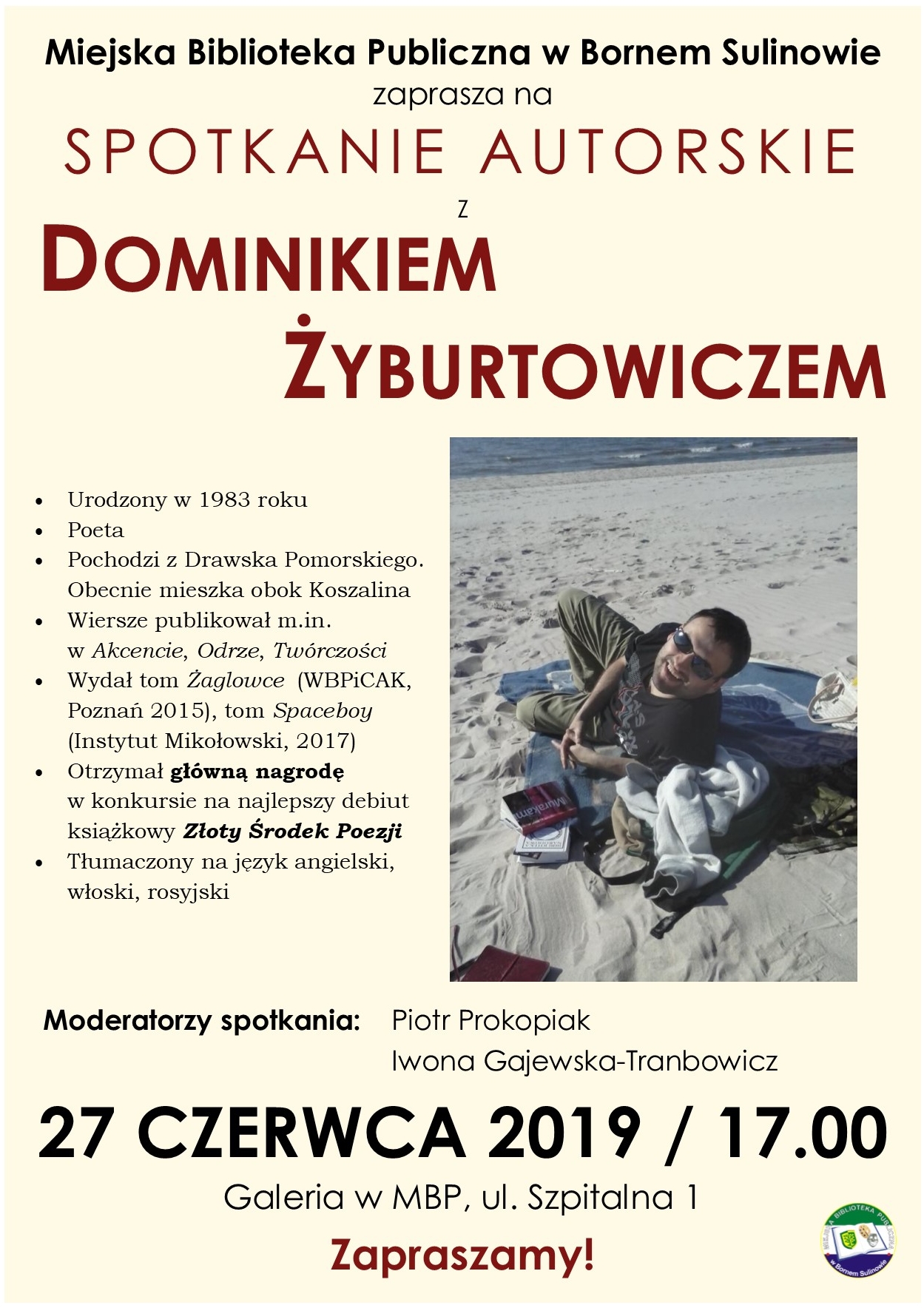 Zaproszenie na spotkanie autorskie z Dominikiem Żyburtowiczem